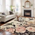 thumbnail image 2 of 5'x7' Area Rugs for Living Room Bedroom, Vintage Flowers Washable Rug Carpet Runner Indoor Outdoor, Spring Floral Music Birds Retro Art Non Slip Floor Mats Area Rug for Kitchen, Nursery, 2 of 8