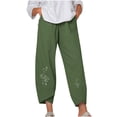 thumbnail image 2 of Lilgiuy Women Fashion Casual Printing Pocket Fold Loose Full Length Pants for Beach Vacation Travel, 2 of 4