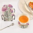 thumbnail image 5 of Carnation Flowers 6 Pcs Drink Coasters with Holder Absorbent Coasters Woven Coasters for Drinks Table Desk Protection Home Decor, 5 of 7