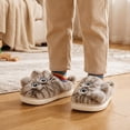 thumbnail image 4 of CUZIBR Kids Boys Slippers Girls Cute Cat Fuzzy House Slippers Close Toe Warm Winter Warm Home Footwear,Grey,6-7 Years, 4 of 4