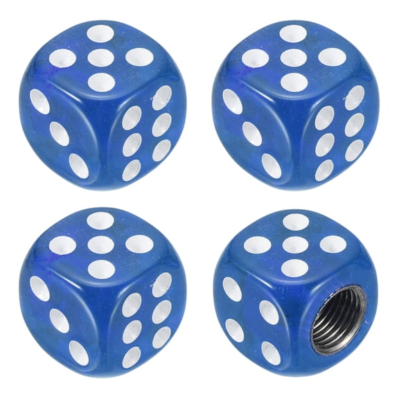 4Pcs Dice Tire Valve Stem Caps, Dustproof Stem Covers for Cars, Blue