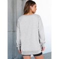 thumbnail image 5 of Women's Plus Size V-Neck Pullover Light Gray Sweatshirt - Casual Oversized Long Sleeve Top, Solid, Spring/Autumn/Winter, S-2XL, 5 of 8