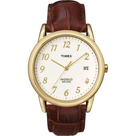 Timex Men's Easy Reader Watch, Brown Croco Pattern Leather Strap
