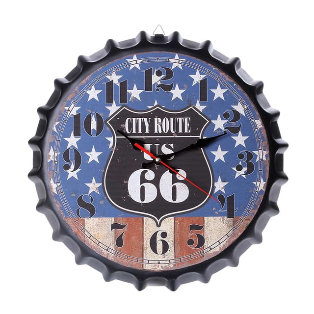 Reloj de pared con tapa de botella de refresco de cerveza de 34 cm, reloj de decoración de cafetería de restaurante de Metal de estilo europeo, reloj de decoración para el hogar sidaley JJ15749-06