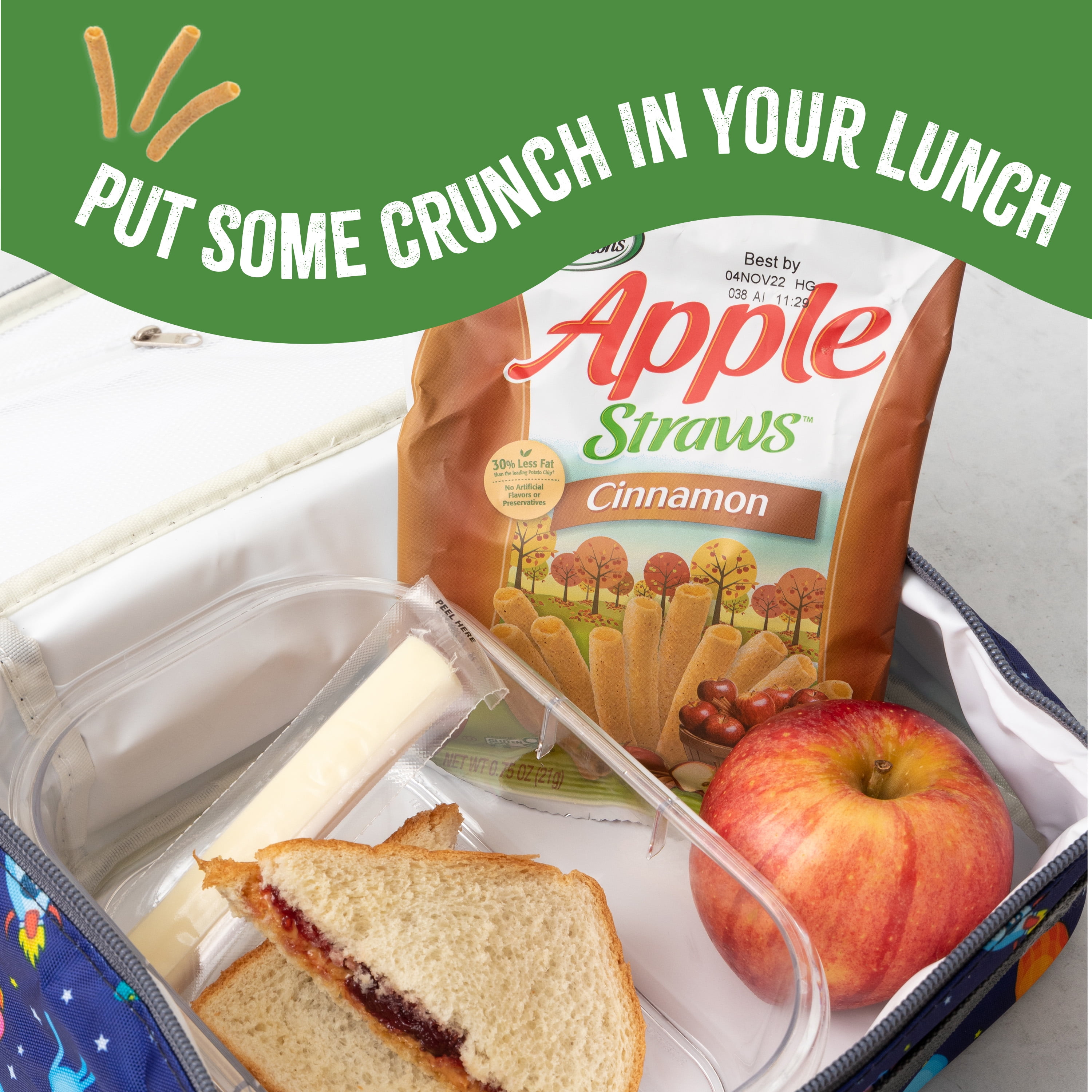 Sensible Portions Gluten-Free Cinnamon Apple Straws Multipack, 1 oz Snack Bag, 24 Count