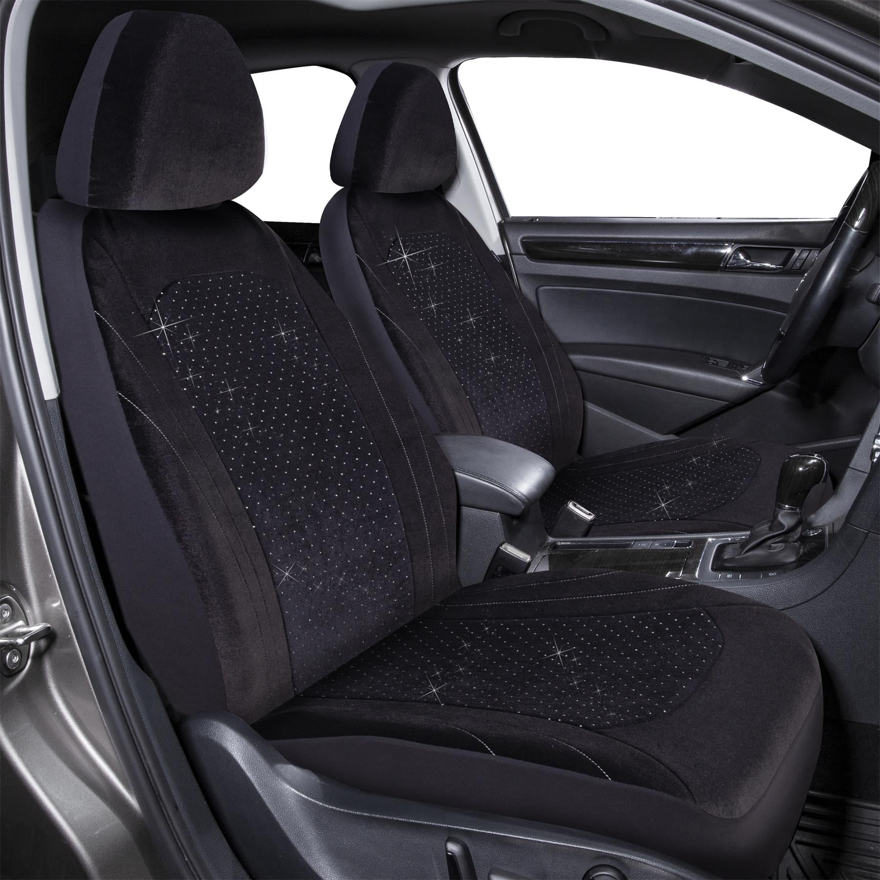 Auto Drive Car Seat Cover - Low Back Flannel Seat Covers - Black - Universal Fit - 22WMD01