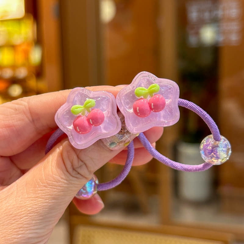 2PCS Transparent Cherry Bunny Elastic Hair Bands for Girls Children's Hair Accessories Baby Headwear Hair Ties