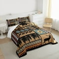 thumbnail image 4 of Homewish Wild Bear Deer Bedding Comforter Set,Patchwork Geometric Plaid Twin Comforter Sets,Blue Brown Black Bedding Set For Boys Kids,Luxury Bedroom Decor Reversible,2-Piece, 4 of 9