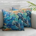 thumbnail image 3 of Orinice Dolphins Fish Ocean Graphic Decorative Throw Pillow Cover for Home Couch Living Room Bed Sofa - High-Quality, All-Year Round Use - 1PC 12x12in, 3 of 5