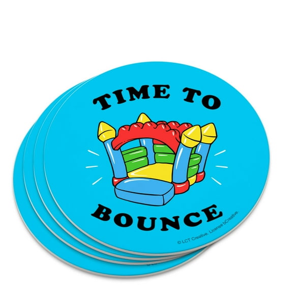 Time to Bounce House Funny Humor Novelty Coaster Set