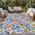 thumbnail image 2 of Spring Flowers Outdoor Rug for Patio/Deck/Porch, Non-Slip Large Area Rug 3 x 5 Ft, Watercolor Floral Daisy Plants Rustic Indoor Outdoor Rugs Washable Area Rugs, Reversible Camping Rug Carpet Runner, 2 of 8