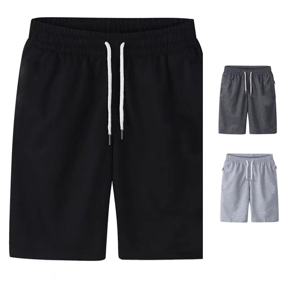 XIAONU Men's Solid Shorts Drawstring Elastic Waist Loose Fit Daily Shorts