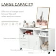 thumbnail image 3 of HOMCOM Printer Stand Home Office Mobile Storage Cabinet Organizer Desktop with Caster Wheels, 2 Locking Breaks and Drawer, White, 3 of 9