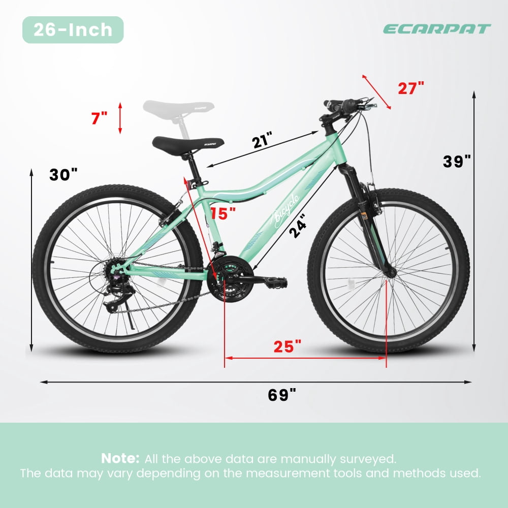 HoeTriumphs A26208D Mountain Bike 24/26 Inch, High-Density Carbon Steel Frame, 21 Speed, Front Suspension, Dual V-Brakes, 80% Pre-Assembled for Men Women Teens