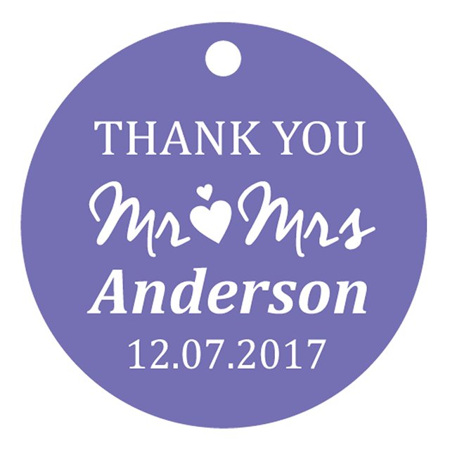 100 PCS Mr & Mrs Personalized Wedding Favor Gift Paper Tags Thank You Custom Made Hang Tags