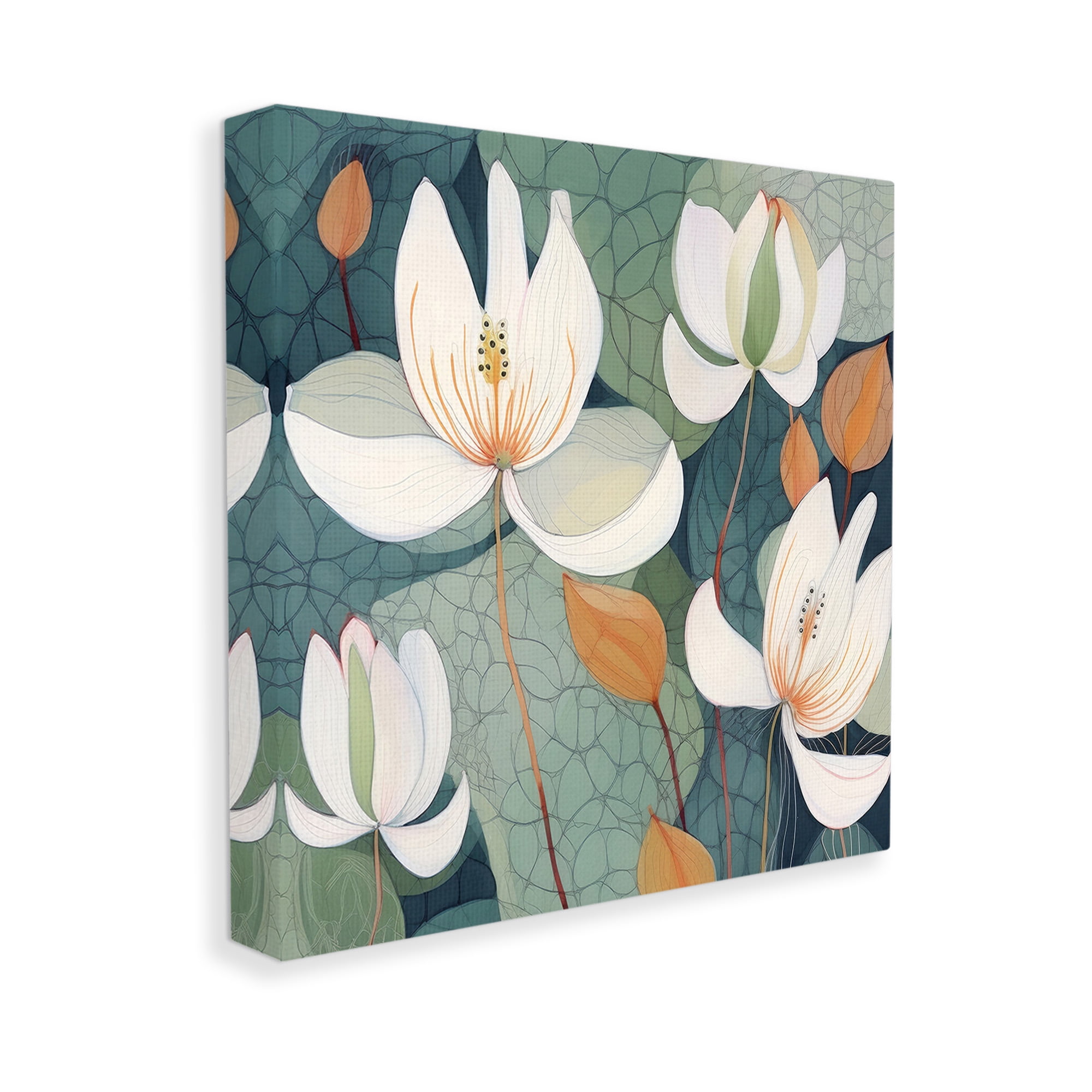 Stupell Industries Modern Iris Pattern Botanical & Floral Painting Gallery Wrapped Canvas Art Print Wall Art, 24 x 24