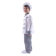 thumbnail image 4 of oqasdz Baby Boy Outfits Kids Chef With Hat And Apron Dress Up For Baking Cooking Class Party Cook Theme Event Stage Show Chef Coat Outfit, 4 of 7