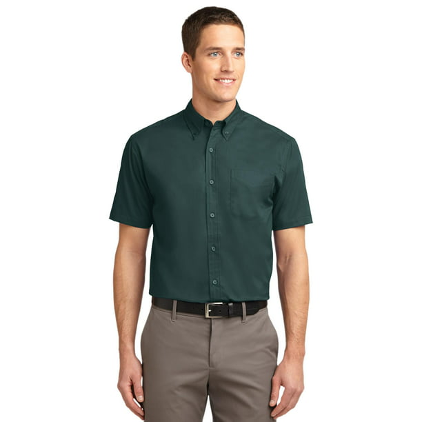 Port Authority Tall Short Sleeve Easy Care Shirt-LT (Dark Green/ Navy ...
