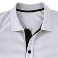 thumbnail image 6 of Miluxas Men's Waffle Long Sleeve Polo Shirt Lapel Button Workout T-Shirt Slim Fit Golf Shirts White, 6 of 7