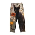 thumbnail image 4 of Daiia Black Cat in Wildflowers Women's Sleep Pant with Pockets and Drawstring,Pajama Pants-Small, 4 of 9