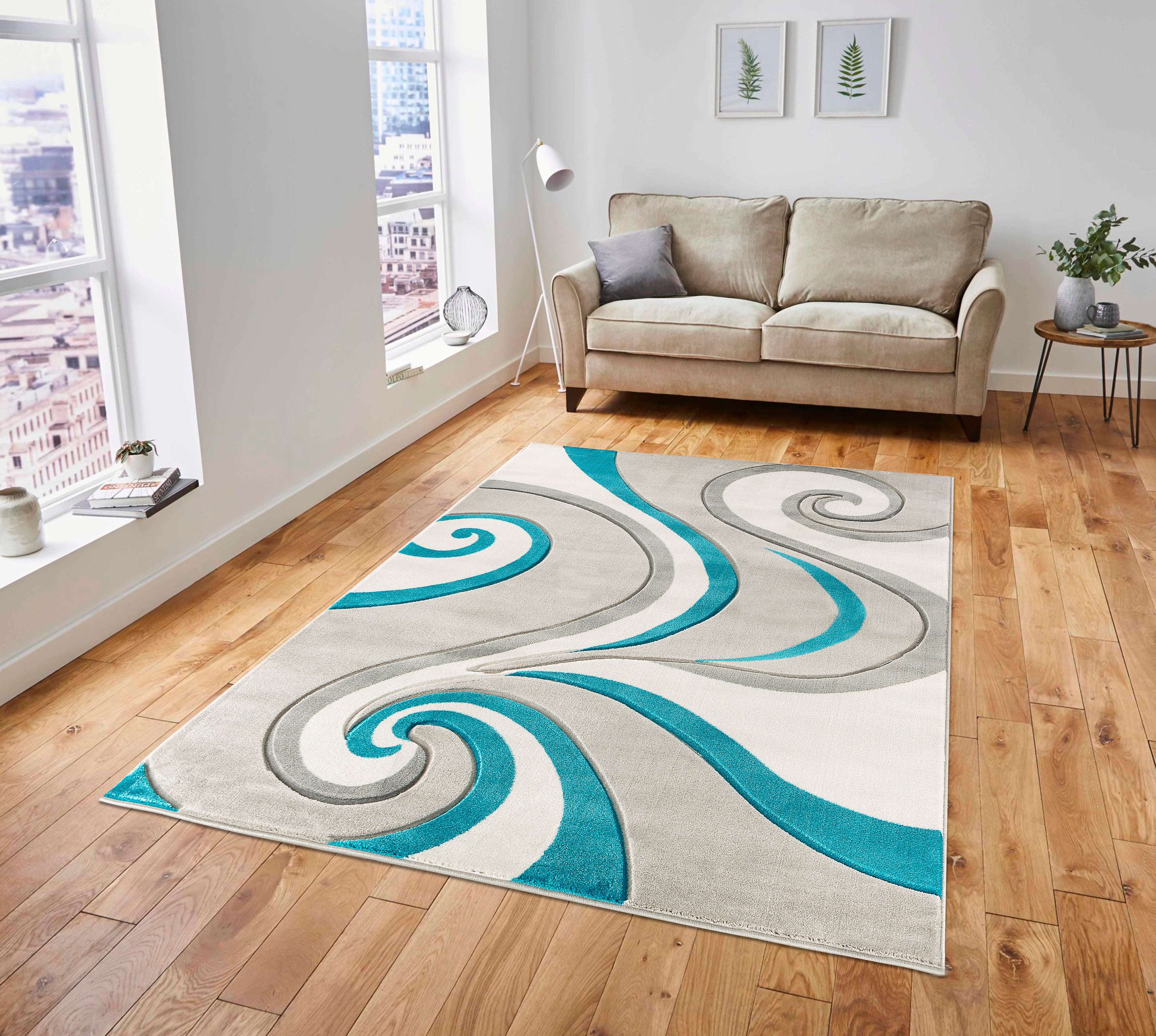 Modern Swirls Hand-Carved Soft Living Room Area Rug - Walmart.com