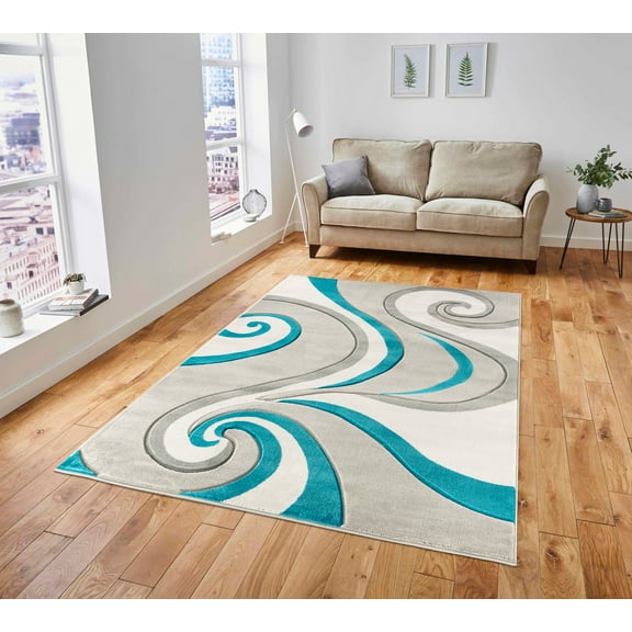 Modern Swirls Hand-Carved Soft Living Room Area Rug