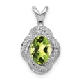 thumbnail image 4 of 925 Sterling Silver Rhodium Plated Diamond and Peridot Pendant, 4 of 5