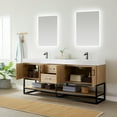 thumbnail image 5 of Vinnova Alistair 72" White Stone Top Oak Double Vanity Black Frame w/o Mirror, 5 of 16
