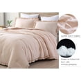 thumbnail image 4 of Chezmoi Collection Nora 3-Piece Blush Pink Ruffled Edge Trim Microfiber Comforter Set, Oversized Queen Size, 4 of 7