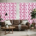 thumbnail image 2 of Ambesonne Watercolor Window Curtains, Abstract Peonies, Each 28" W x 63" L, Pink Magenta, 2 of 5