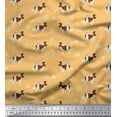 thumbnail image 1 of Soimoi Orange Poly Georgette Fabric Bird,Paw & Cocker Spaniel Dog Fabric Prints By Yard 42 Inch Wide, 1 of 3