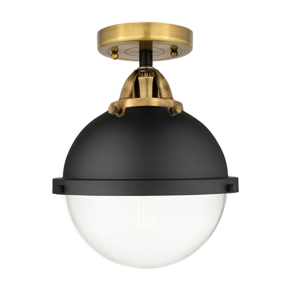 Innovations Lighting Nouveau 2 Hampden - 1 Light 9" Semi-Flush Mount Clear/Black Antique Brass