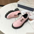thumbnail image 5 of Dpityserensio Women's Four-Season Loafers Solid Color Round Toe Metal Buckle Shallow Flat Thick Bottom Thick Heel Shoes, 5 of 6