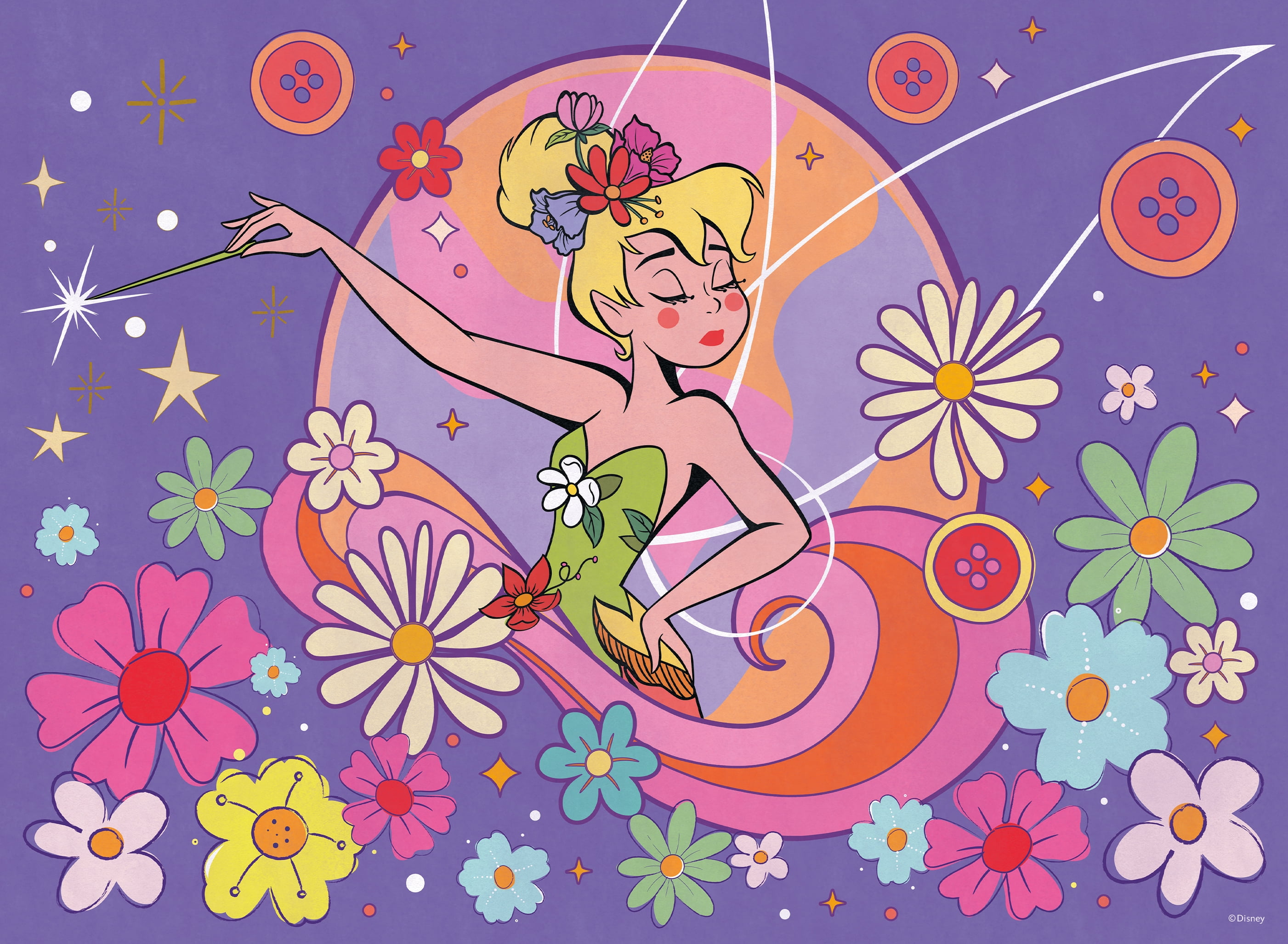 Ceaco Kids Entertainment Deluxe Tinkerbell Flower Magic Glow 100-Piece Interlocking Jigsaw Puzzle for Children Ages 6+