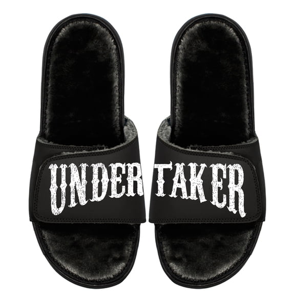 Unisex ISlide Black The Undertaker Fur Wordmark Slide Sandals