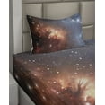 thumbnail image 2 of Ambesonne Nebula Fitted & Top Sheet Set with Sham, Astronomy Cosmos Space, Burnt Orange Blue, 2 of 4