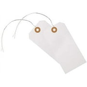Shipping Tags with String Attached - 4 3/4" x 2 3/8" Box of 100 Large 13pt Manila Paper String Tags with Reinforced Eyelet, Hang Tags