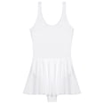 thumbnail image 2 of Alvivi Women's Glossy Silky Ballet Dance Skirted Leotard Gymnastics Bodysuits Yoga Party Dress White M, 2 of 7