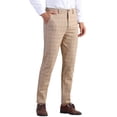 thumbnail image 5 of INSPIRE CHIC Plaid Pants for Men's Flat Front Formal Checked Patterned Chino Trousers 38 Khaki, 5 of 6