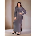 thumbnail image 4 of Plus Size Round Neck Shimmery Side Slit Maxi Dress, 4 of 6