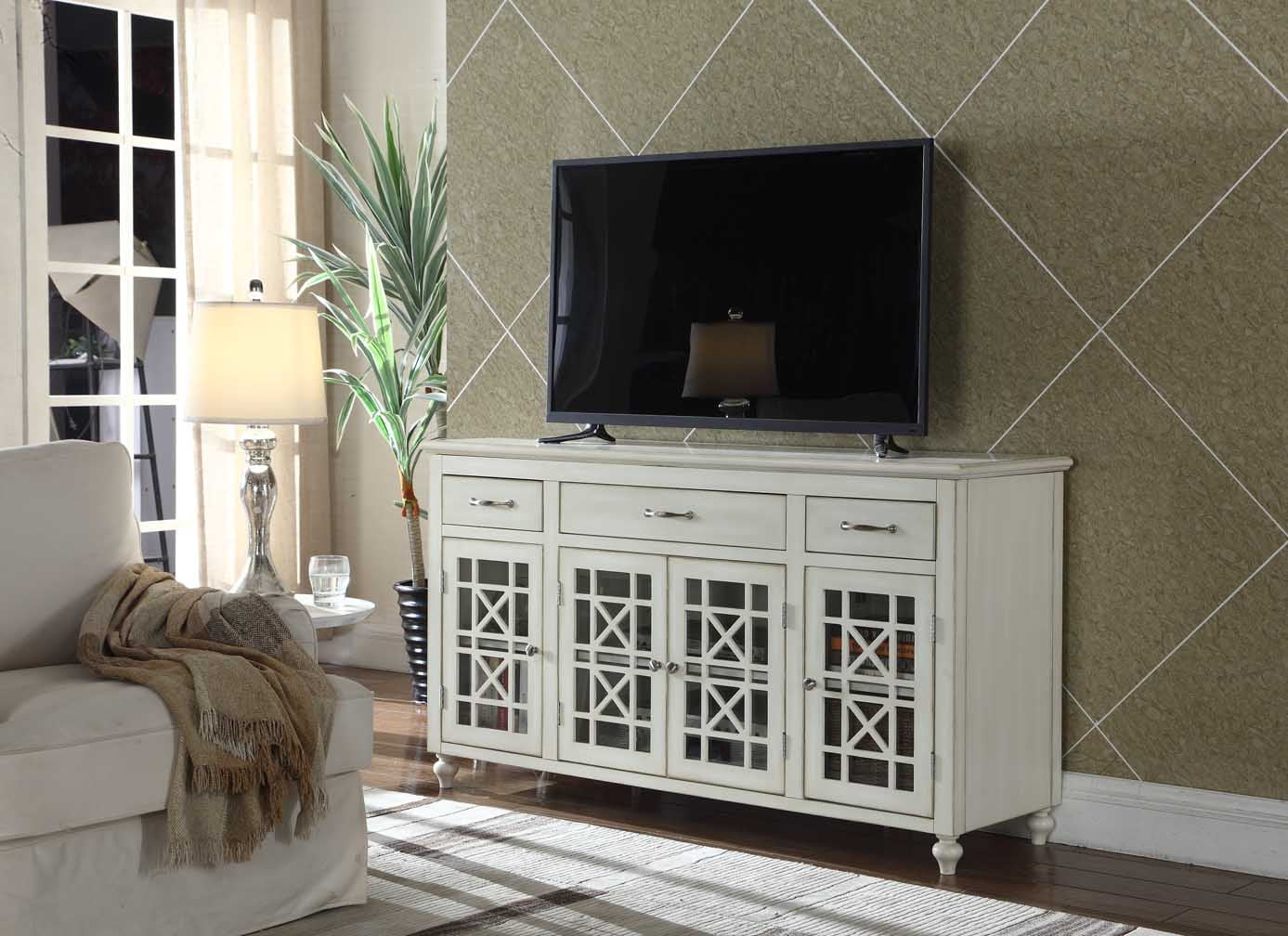 Ladera 60" White TV Stand / Buffet Table