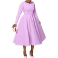 thumbnail image 2 of Bovxnpu Women Long Sleeve Dresses Plus Size Dresses, Long Sleeve Dress for Women Wedding Guest Maxi Dresses Round Neck Side Pocketed Fall Dresses Spring Fall Outfits, 2 of 8