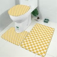 thumbnail image 2 of Yellow White Checkerboard Checkered Pattern Bathroom Rugs Sets 3 Piece,Toilet Cover Set,Absorbent Non Slip Bathroom Mats Sets with U-Shaped Contour Rug Toilet Rug Set, 2 of 5