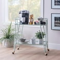 thumbnail image 3 of Linon Lawsonia 2-Tier Mid-Century Mobile Bar Cart with Mirrored Top, 32.5" Tall, 27 lb, Mint, 3 of 17