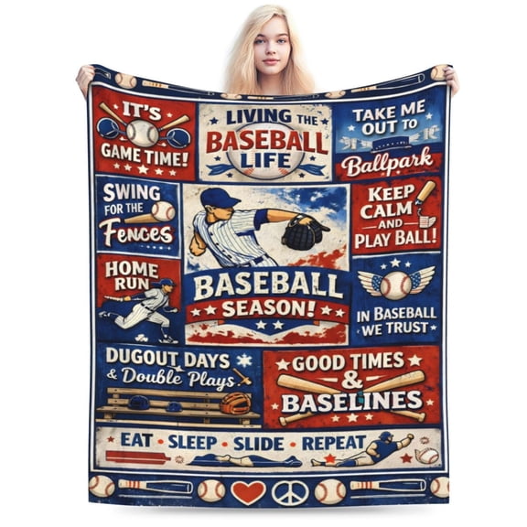 Baseball Blanket Gift Throw Blanket Baseball Pattern Blanket Cozy Soft Home Decor Gift for Baseball Fans Players Sports Lovers Home Sofa Decor 50x40