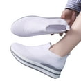 thumbnail image 2 of hopeusnice Women's Knitted Slip On Sneakers Breathable Comfortable Platform Shoes Lightweight Sock Sneakers for Walking Running Daily Wear White 40, 2 of 5