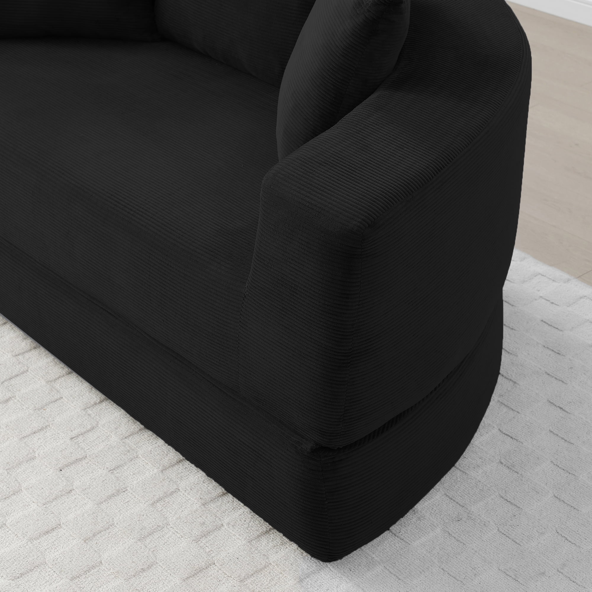 Convertible Sofa Couch Bed, Adjustable Futon Sofa, No Assembly Compressed Corduroy Floor Lounge Sofa For Apartment Office Bedroom Living Room