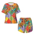 thumbnail image 5 of Wukai Dancing African Womans Print Women's Pajama Set - Short-Sleeve Top and Shorts with Elastic Waistband and Pockets for Loungewear, Yoga, and Casual Wear-Medium, 5 of 8