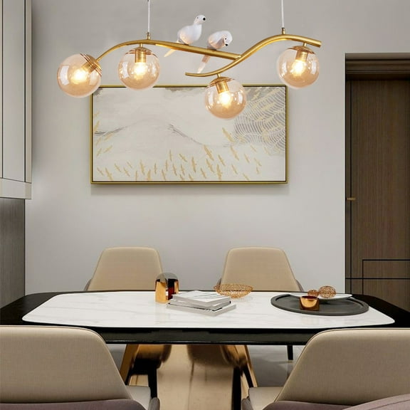 Modern 4 Light Ceiling Pendant Lighting, Nordic 2-Birds Lights Chandeliers