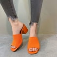 thumbnail image 5 of Women's Square Toe Fly Knit Chunky Heel Slide Sandals Casual Summer Dressy Mules for Women, 5 of 9